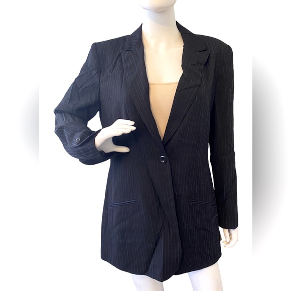 NWT Neiman Marcus Vintage Deadstock Wool Stripe Blazer Jacket Coat One Button - Picture 16 of 16